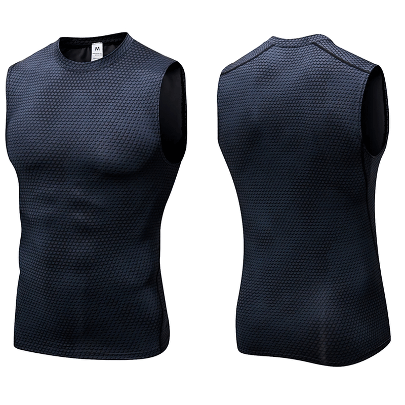 Men’s Athletic Quick Dry Elastic Tank Top SF2123 in gray, showcasing front and back view. Ideal for gym workouts, cool style, and comfort.
